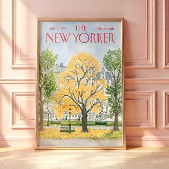 July 1 1974 The New Yorker Golden Autumn Tree Central Park Poster