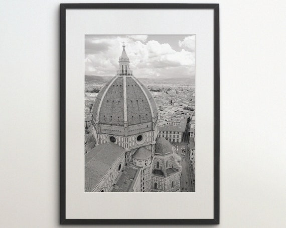 Florence Duomo Cathedral Travel Poster, Black White
