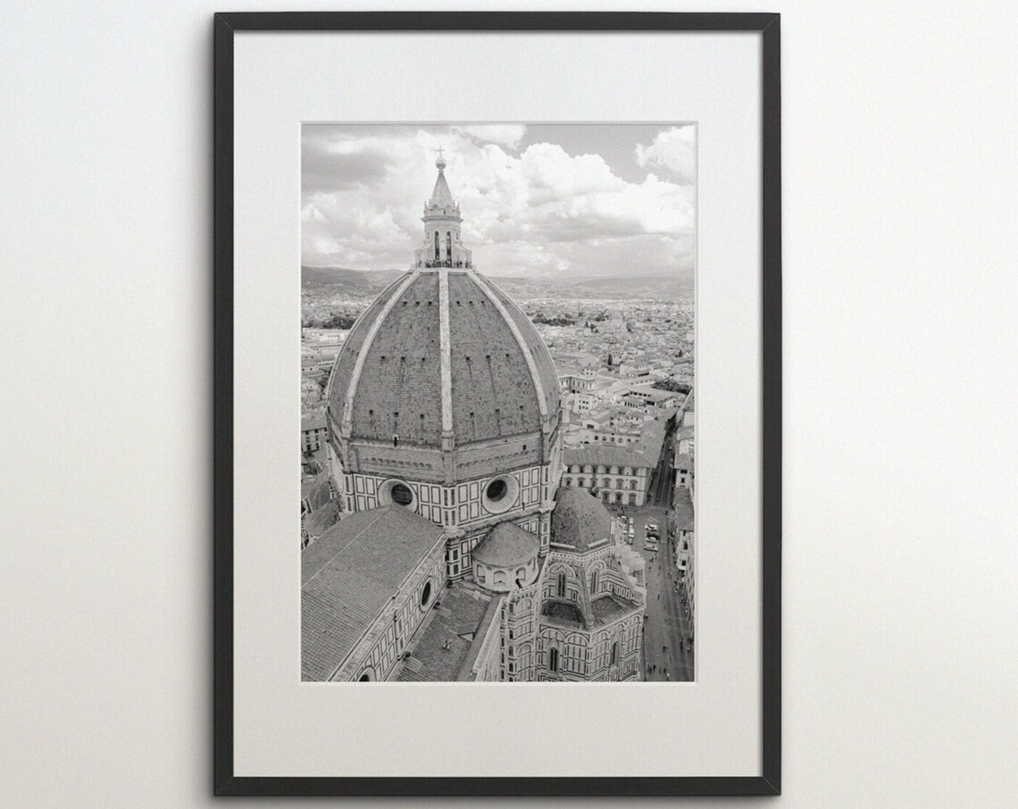 Florence Duomo Cathedral Travel Poster, Black White
