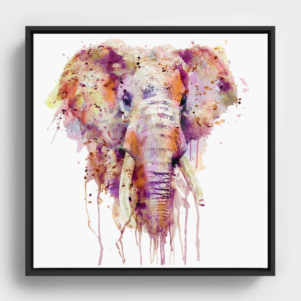 Pink Elephant Watercolor Abstract Boho Safari Art