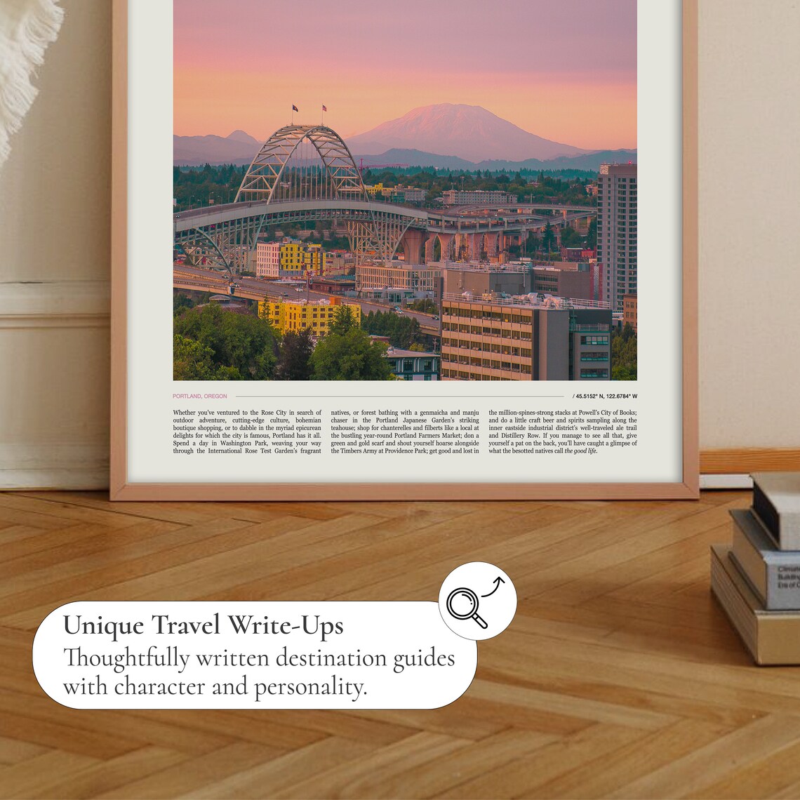 Portland Oregon Sunset Bridge Mountain Skyline Photo Travel Poster - Image 2