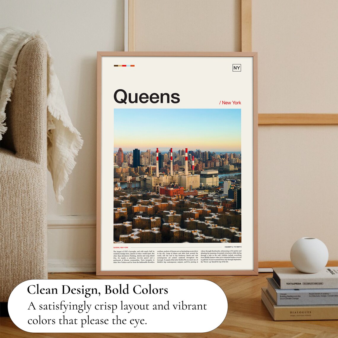 Queens New York Aerial Skyline Sunset City Photography Poster - Image 3
