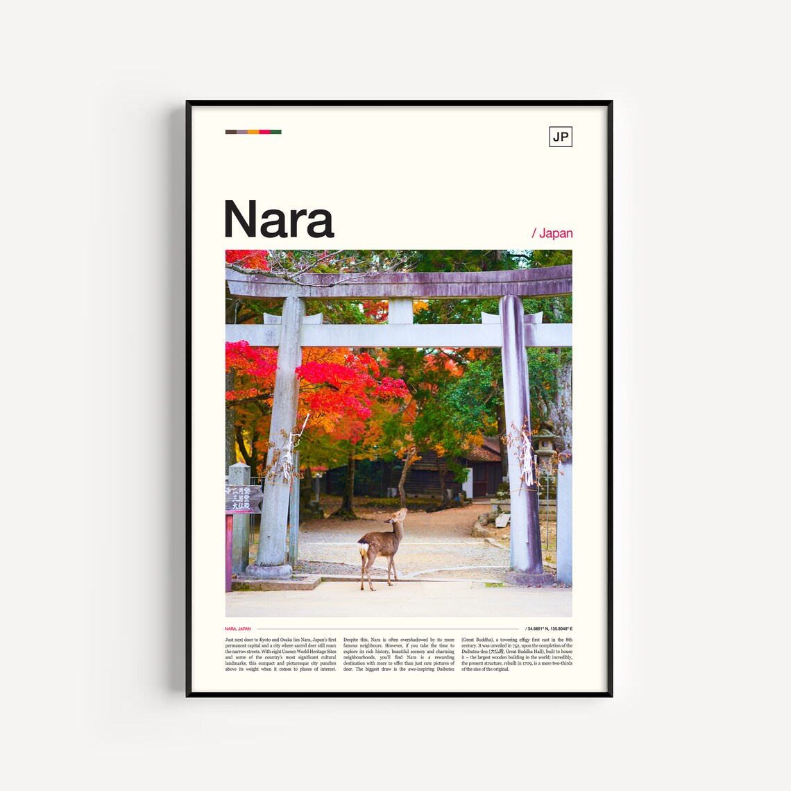 Nara Japan Travel Poster, Place and City Print