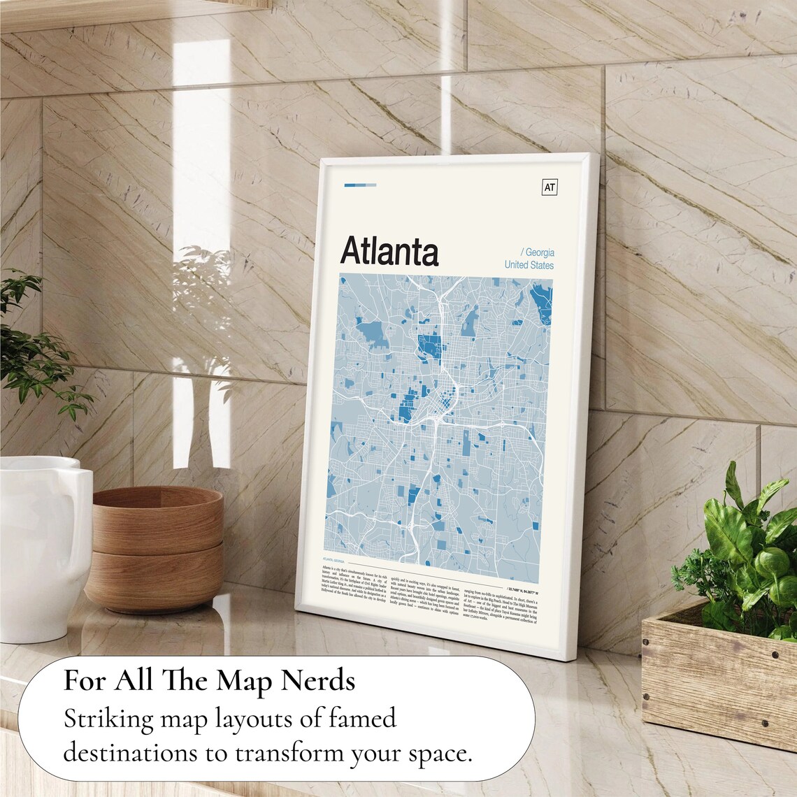Atlanta Georgia Street Map Minimalist Blue Modern City Poster - Image 4