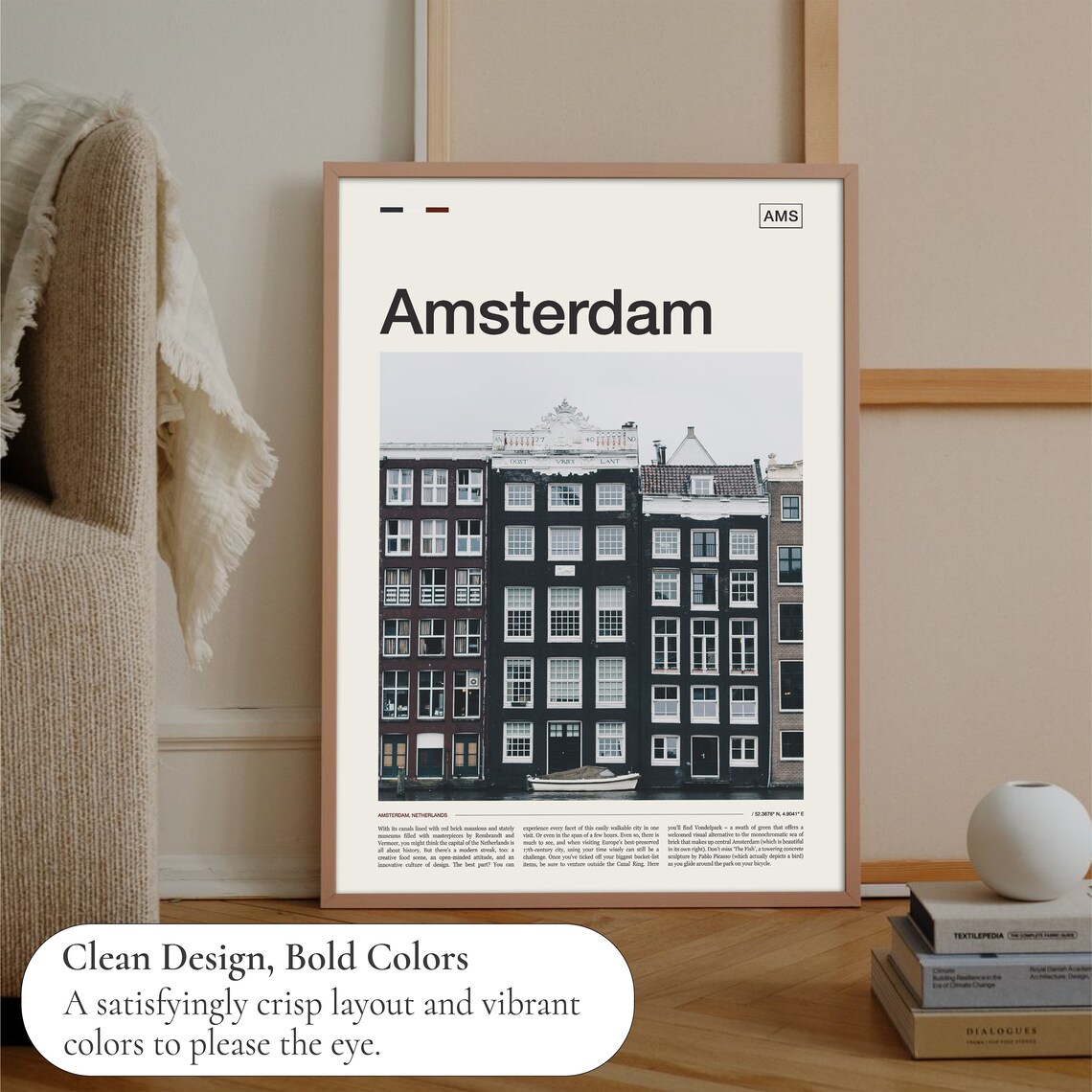 Amsterdam Travel Poster, Netherlands City Art - Image 3