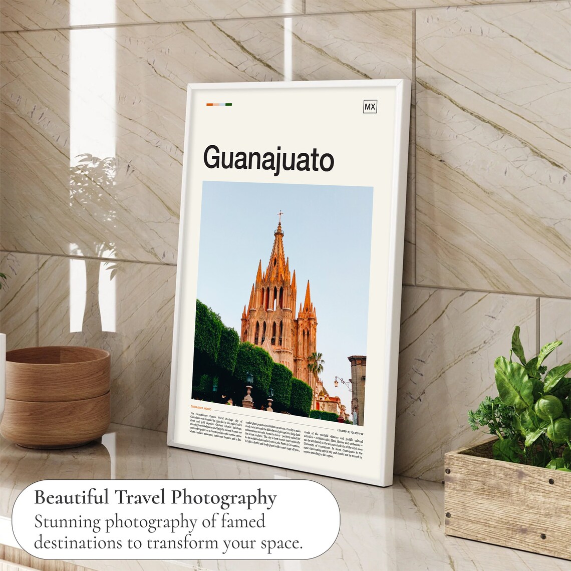 Guanajuato Mexico Pink Neo Gothic Church Editorial Travel Poster - Image 4