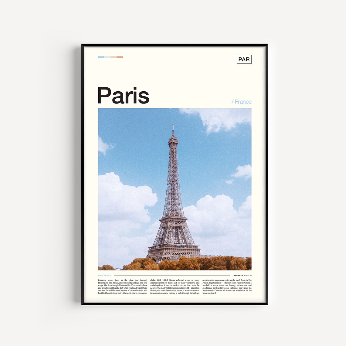 Paris Eiffel Tower Travel Poster, Paris Wall Decor