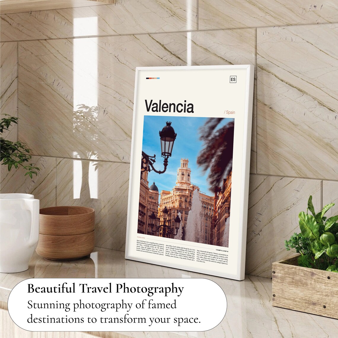 Valencia Historic Square Lamppost Spain Old Town Street Photo Poster - Image 4