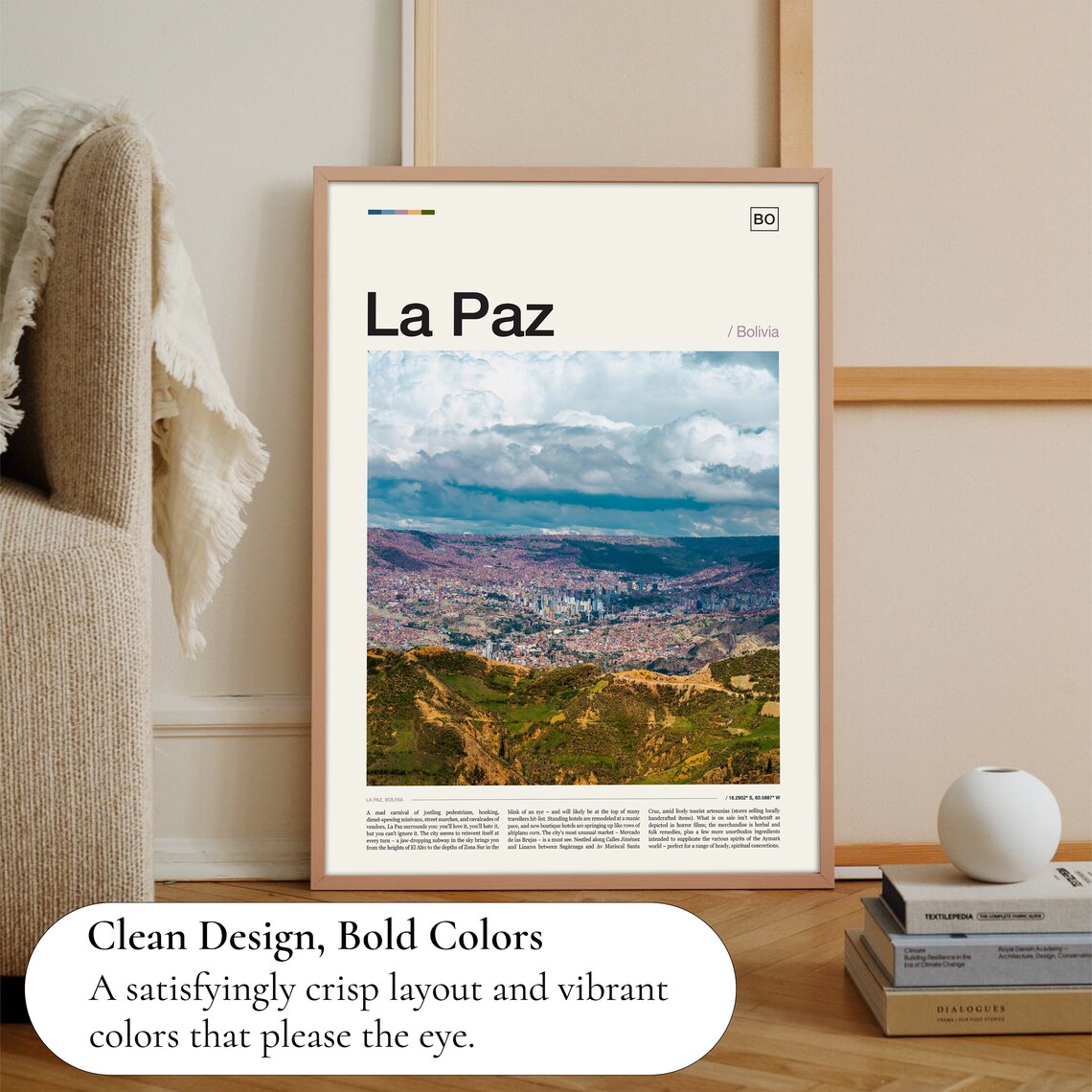 La Paz Bolivia Cityscape Panorama Clouds Mountains Travel Poster - Image 3
