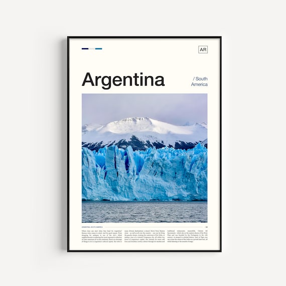 Argentina Glacier Patagonia Blue Ice Photography Travel Poster