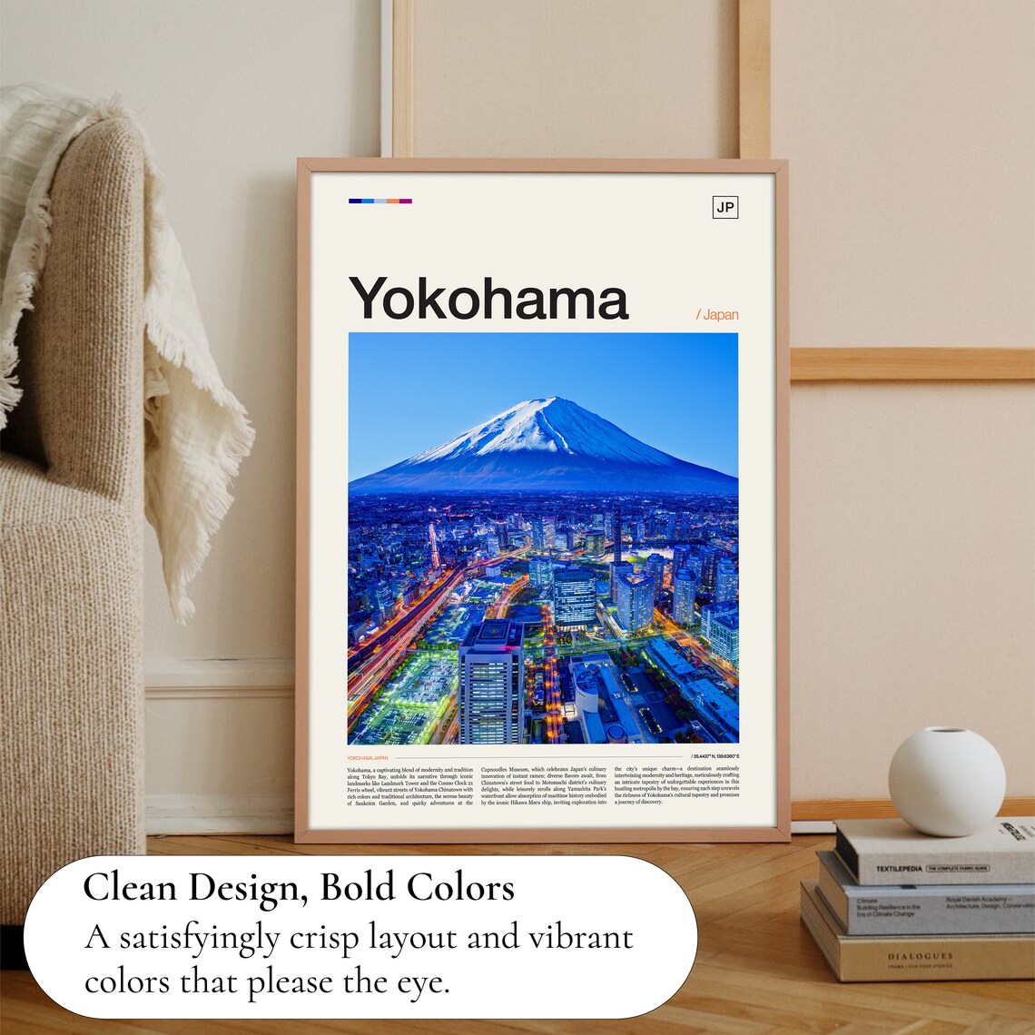 Yokohama Japan Mount Fuji City Skyline Dusk Scenic Photo Poster - Image 3