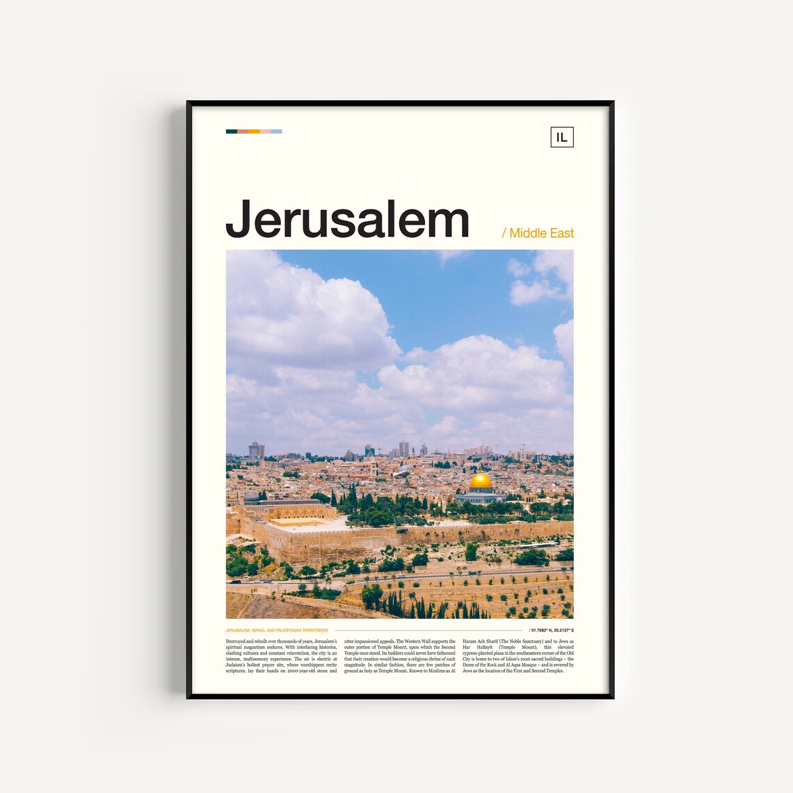 Jerusalem Old City Panorama Dome of the Rock Middle East Photo Poster