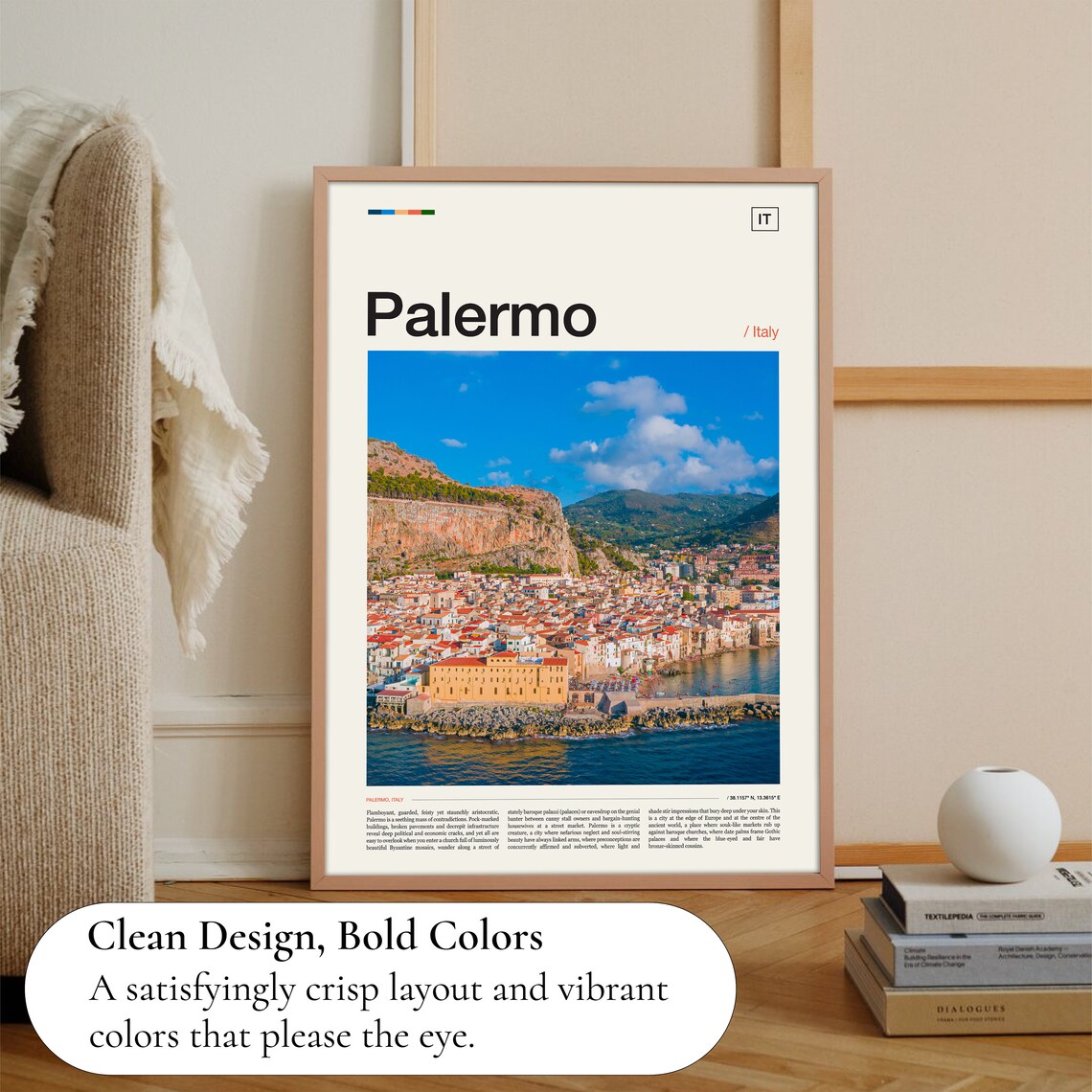 Palermo Sicily Coastal Town Cliffs Blue Sea Italy Travel Poster - Image 3