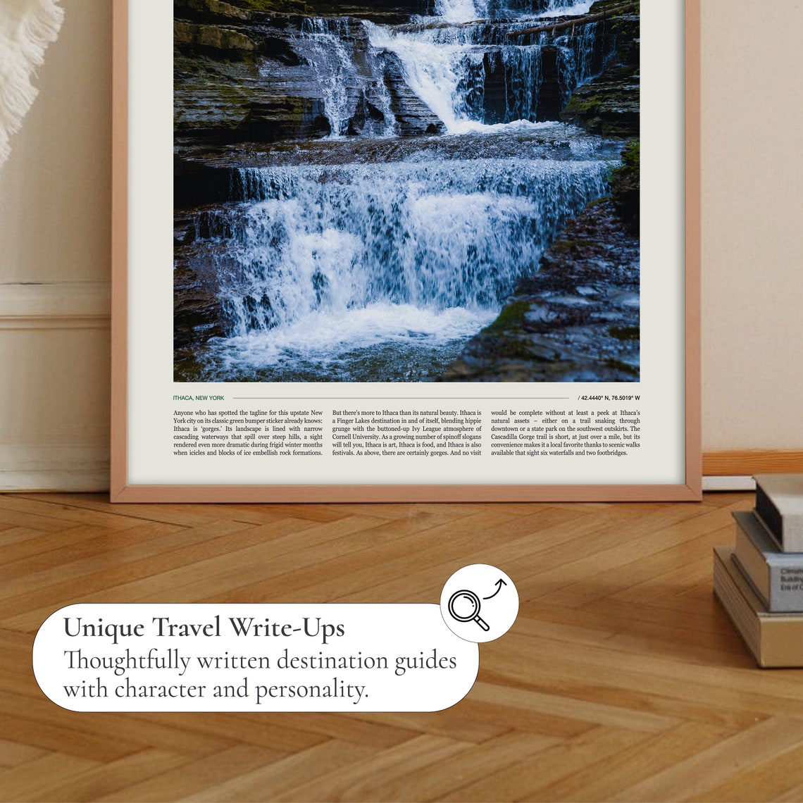 Ithaca New York Cascading Waterfall Lush Gorge Nature Photo Poster - Image 2