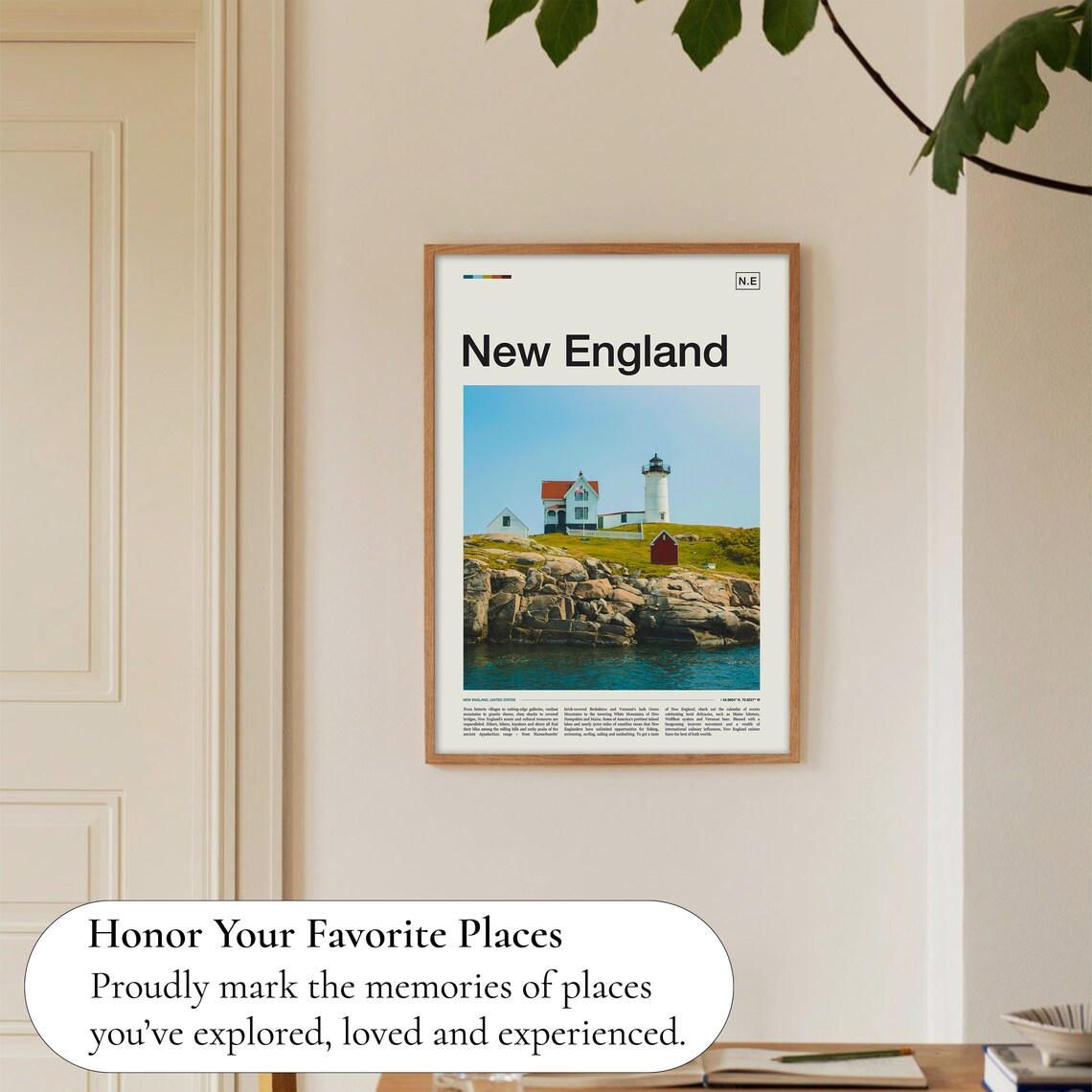 New England Travel Poster, Place-Name Wall Art - Image 5