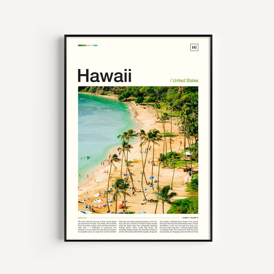 Hawaii Tropical Beach Aerial View Palm Trees White Sand Coastal Poster