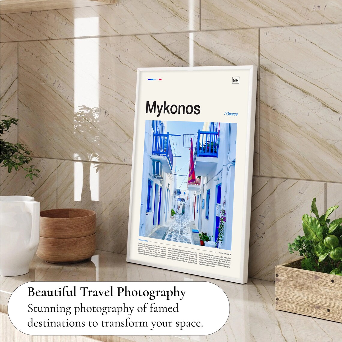 Mykonos Greece Travel Poster, Greece Wall Art - Image 4