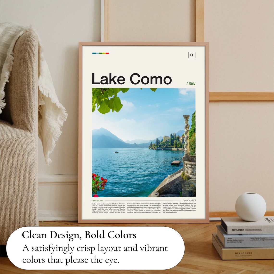 Lake Como Poster Italy Art Italy Poster Italy Gift Italy Print Italy Wall Art Italy Travel Poster Lake Como Print Lake Como Art - Image 3