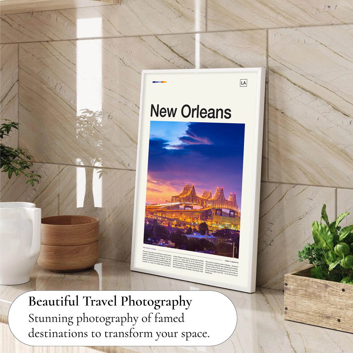 New Orleans Louisiana Bridge Dusk River City Lights Photo Poster - Image 4