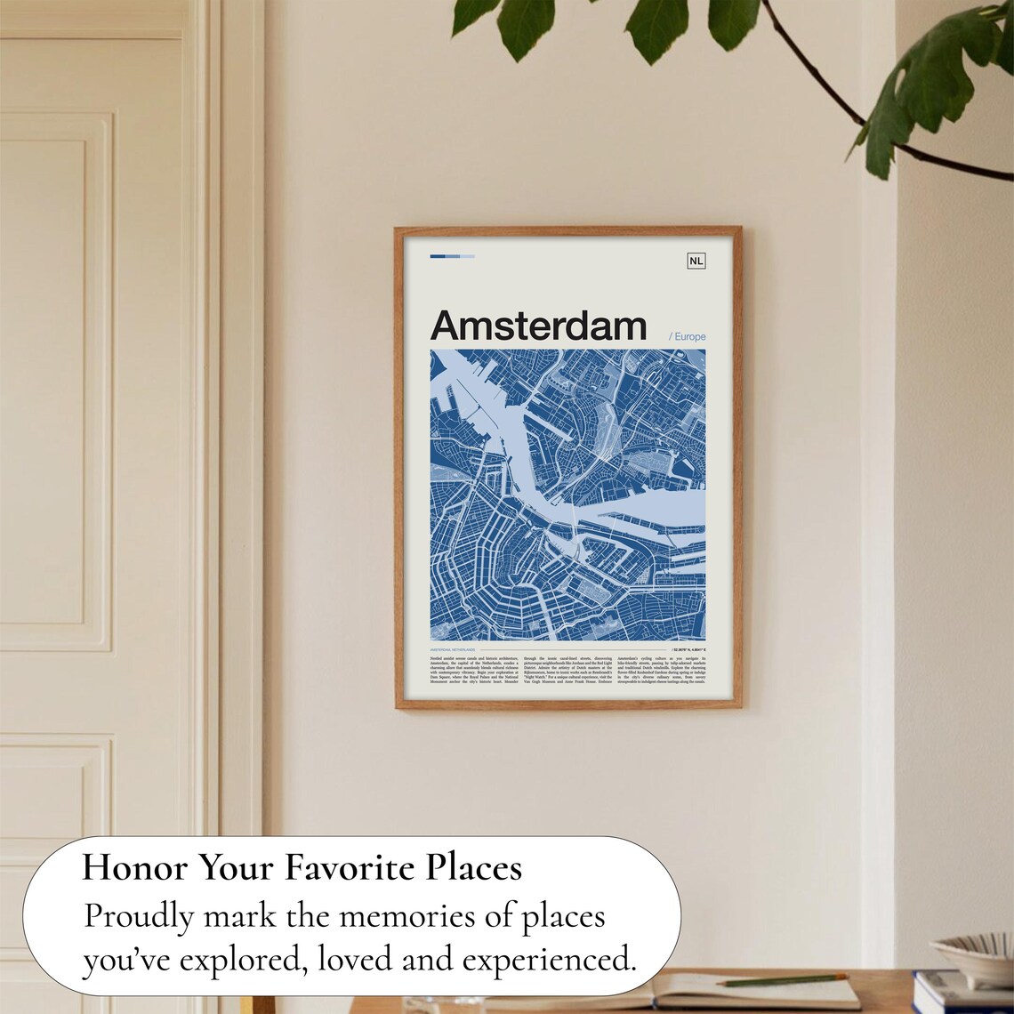 Amsterdam Europe Dark Blue Canal Ring City Map Travel Poster - Image 5