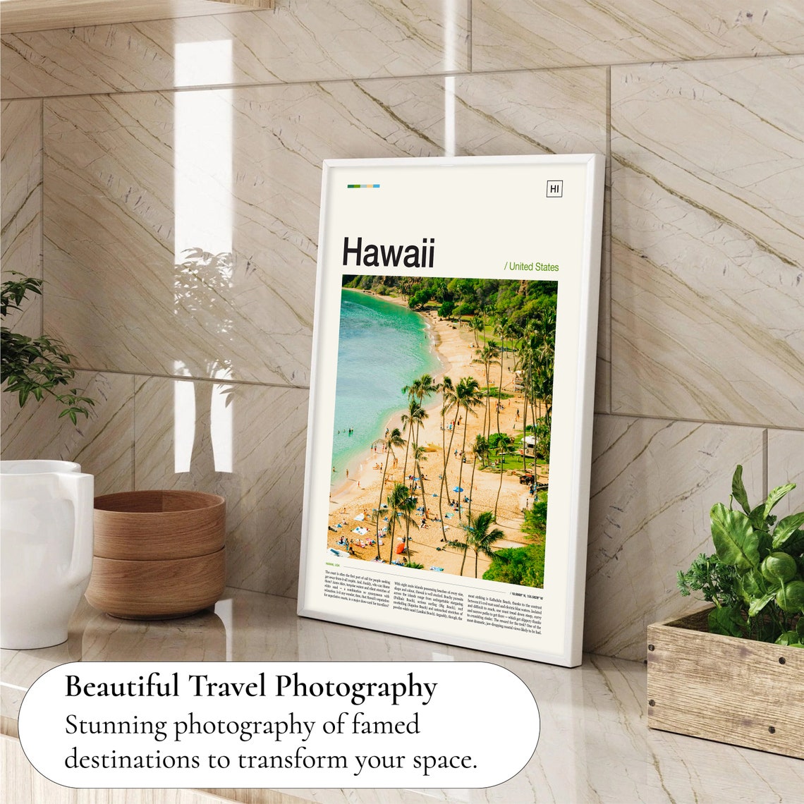 Hawaii Tropical Beach Aerial View Palm Trees White Sand Coastal Poster - Image 4
