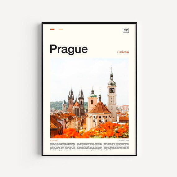 Prague Czechia Old Town Towers Spires Editorial Travel Poster