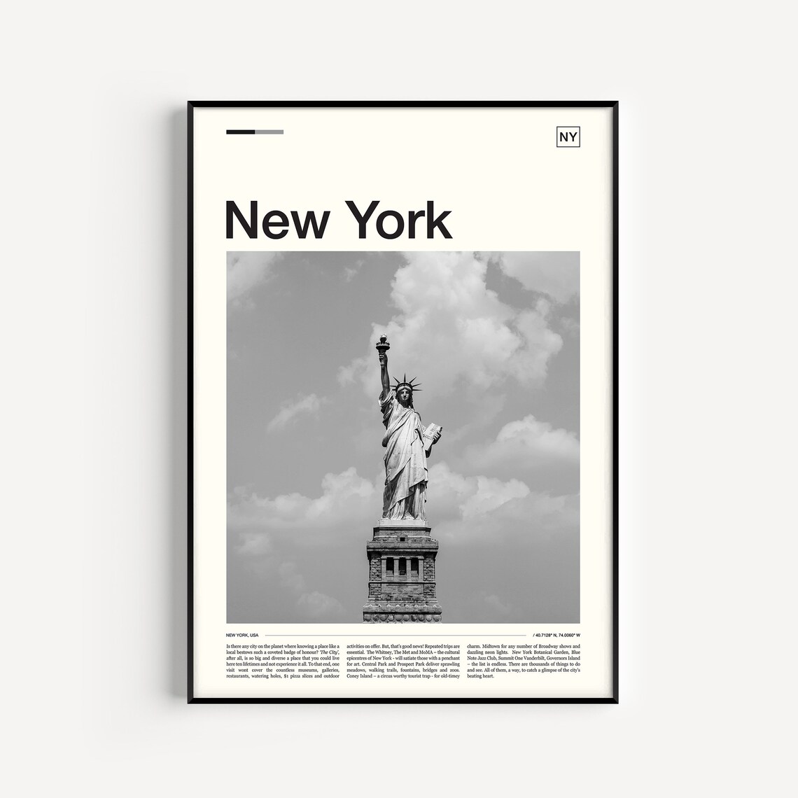 New York Black And White Travel Poster, Manhattan