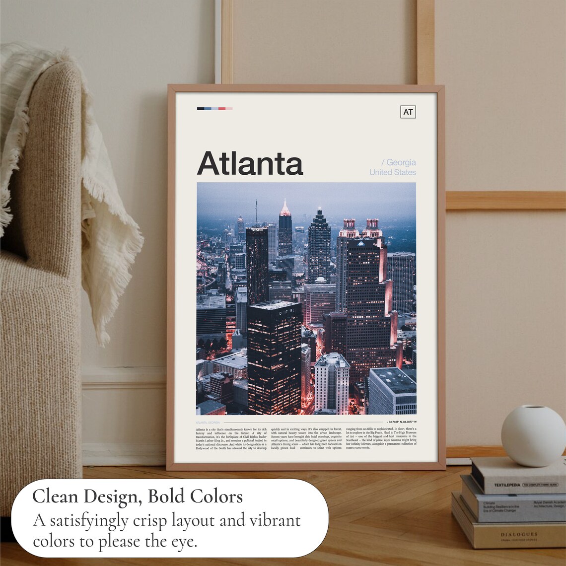 Atlanta Georgia Night Skyline City Lights Aerial Travel Poster - Image 3