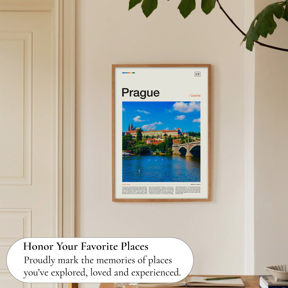 Prague Czechia Castle Vltava River Blue Sky Photo Travel Poster Art - Image 5