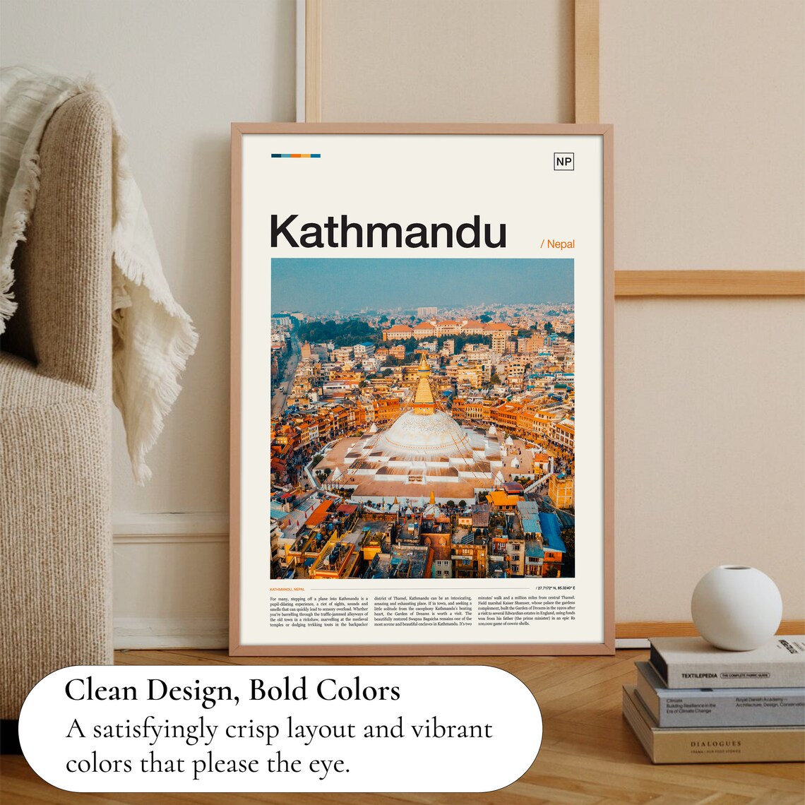 Kathmandu Travel Poster, Nepal Wall Art Print - Image 3