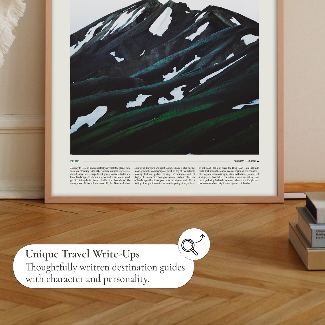Iceland Dark Volcanic Mountain Snow Patches Dramatic Travel Poster - Image 2