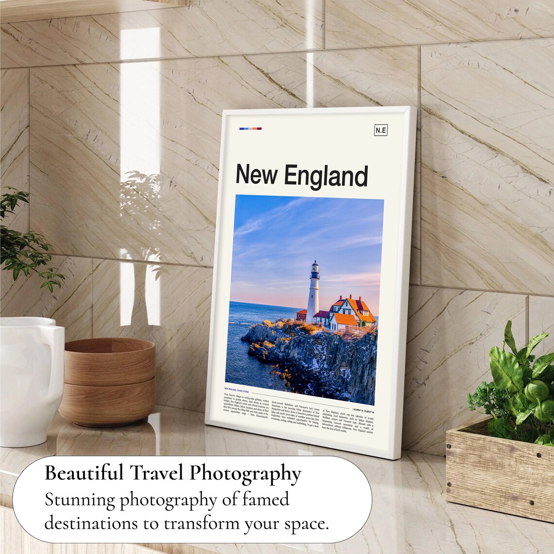 New England Portland Head Lighthouse Coastal Maine Travel Poster - Image 4