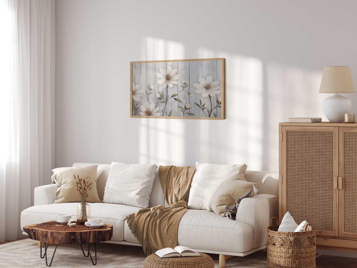 White Flower Print, Rustic Vintage Kitchen Art - Image 2