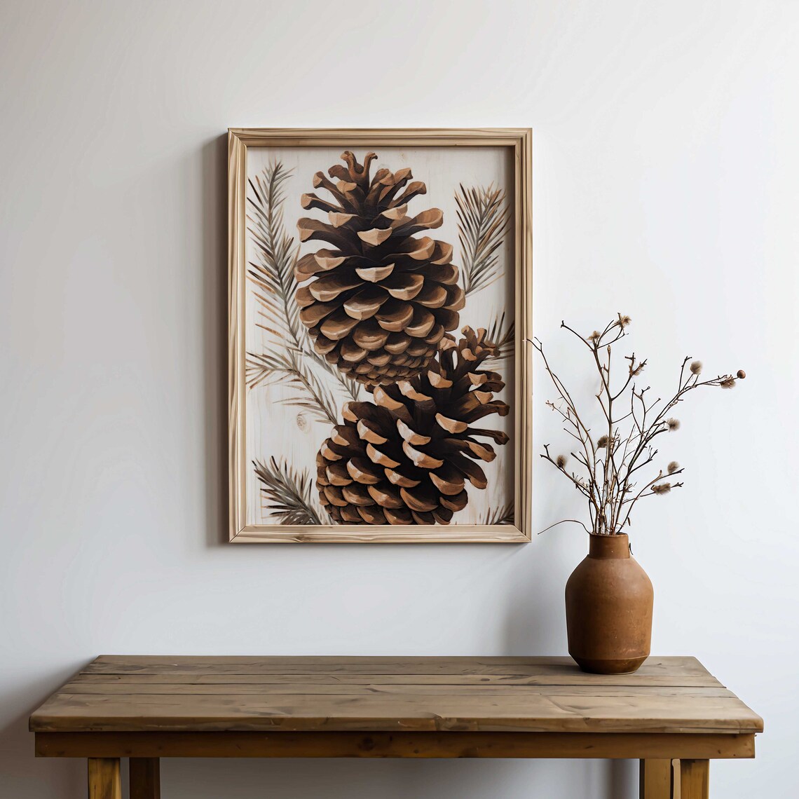 Pine Cone Botanical Watercolor Winter Forest Christmas Poster - Image 2