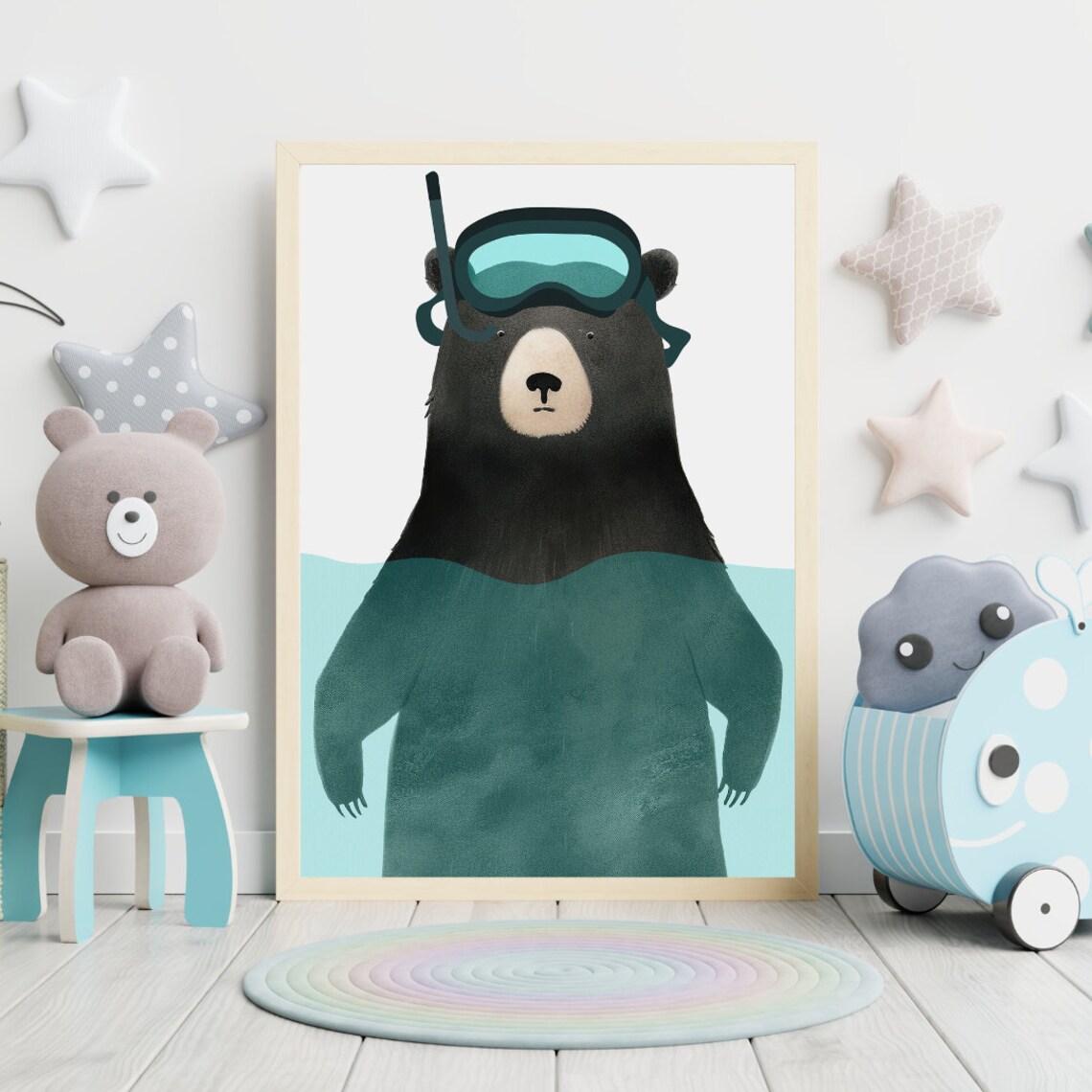 Black Bear Nursery Decor Minimalist Animal Art Print - Image 2