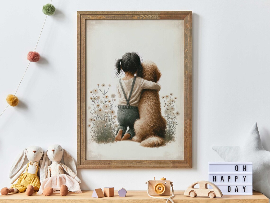 Goldendoodle Nursery Wall Art, Girl Dog Painting - Image 3