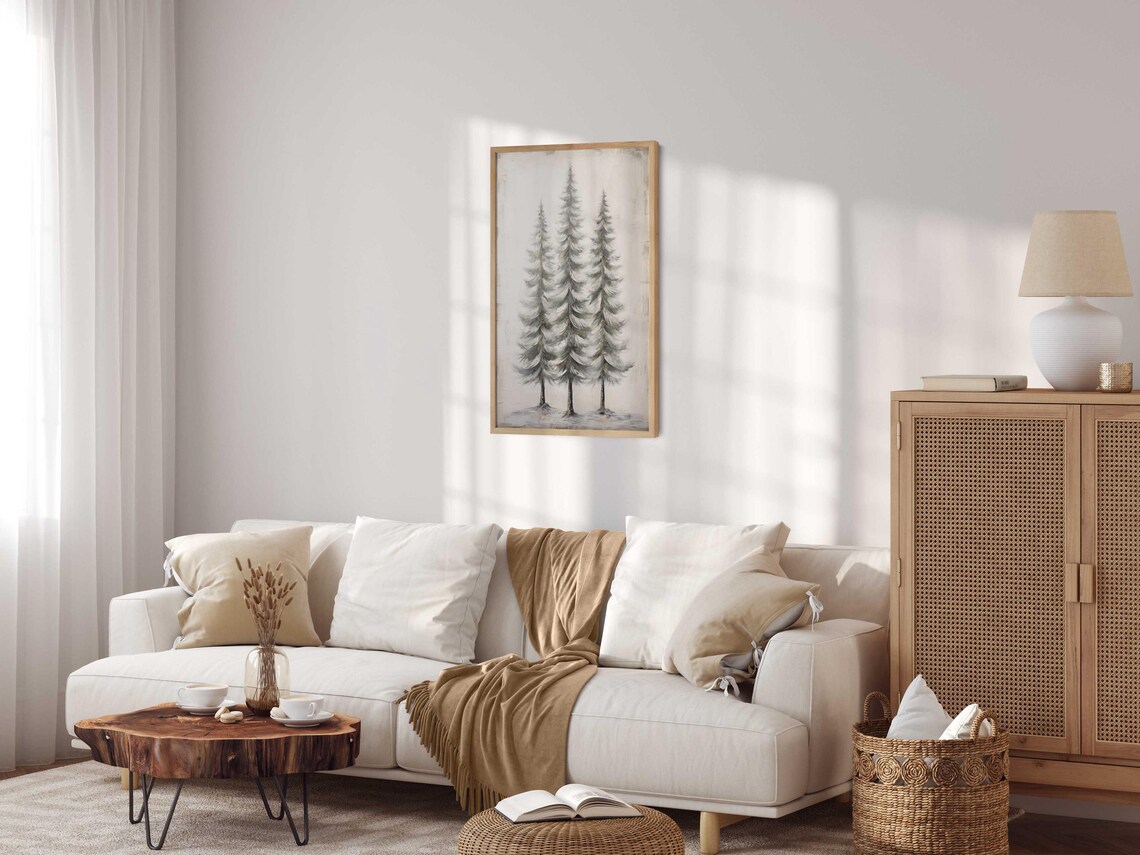 Pine Tree Vintage Forest Art Print, Christmas Decor - Image 2