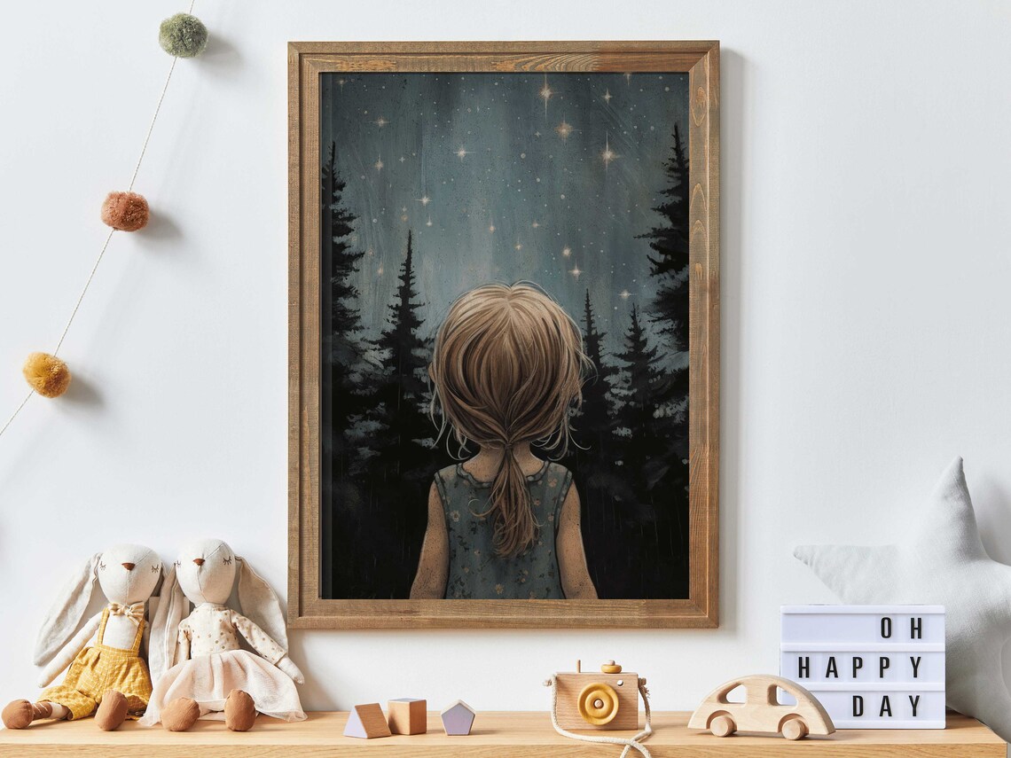 Stars Moon Nursery Decor, Moon and Stars Art Print - Image 2