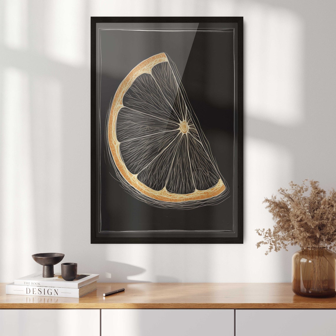 Chic Lemon Slice Chalkboard Wall Art Bold Citrus Kitchen Decor Vertical Chalkboard Illustration Wall Art - Image 2