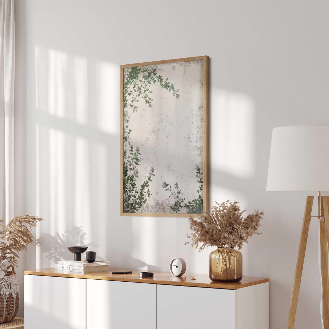 Elegant Vintage Botanical Vines Minimalist Distressed Floral Print - Image 4