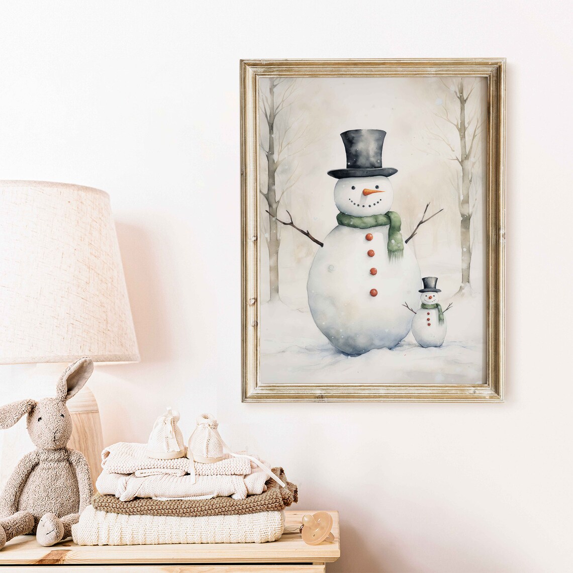 Snowman Christmas Nursery Art Print, Kids Room Decor - Image 2