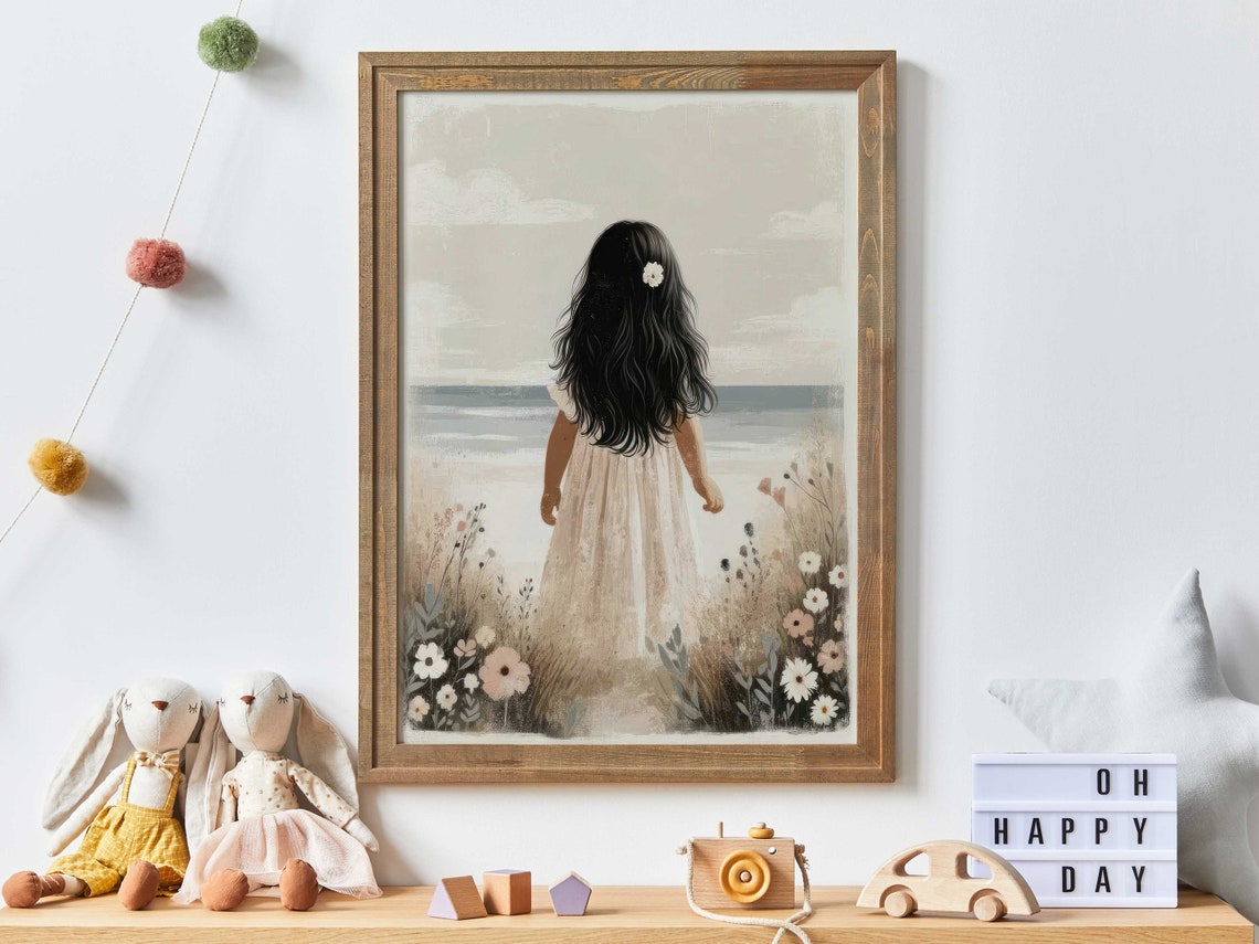 Beach Nursery Print Girl Girls Room Decor Girly Wall Art Girl Adventure Art Girls Bedroom Art Coastal Nursery Girl Wall Art