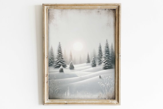 Winter Landscape Painting Fir Tree Art Print