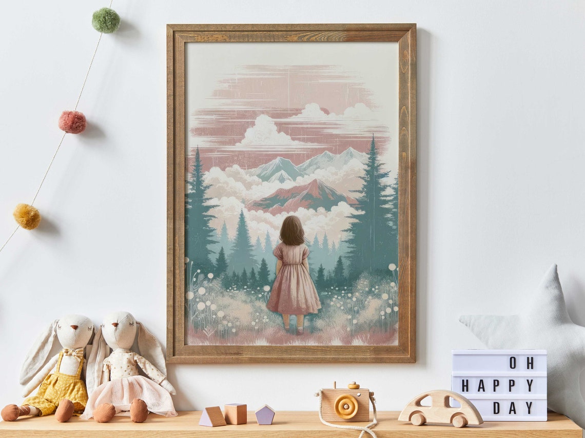 Adventure Wall Art Girl Girl Adventure Print Nature Wall Art Kids Mountain Nursery Decor Toddler Room Decor Girlprintable Girl Wall Art