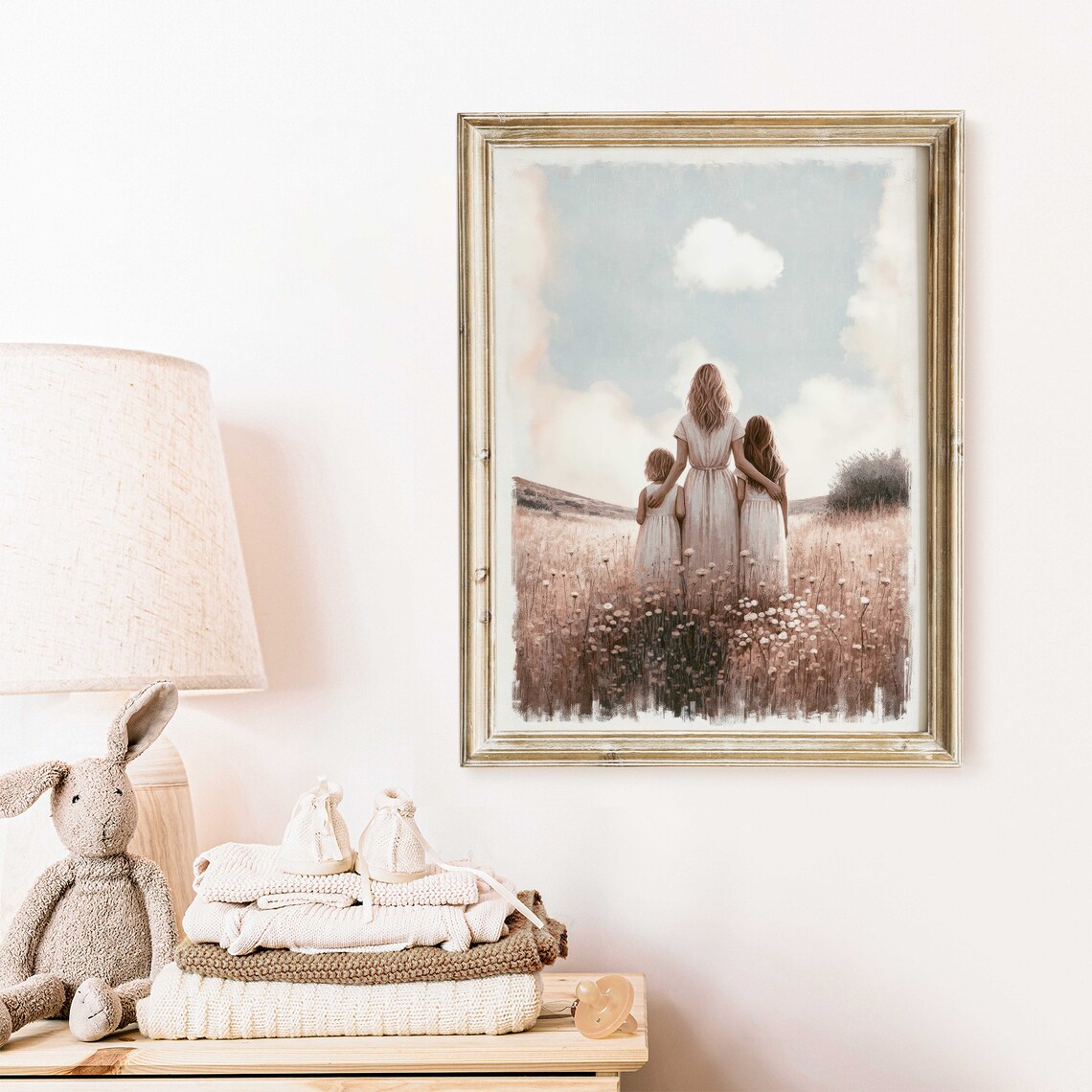 Mother Daughter Wall Art Two Daughters Print Sisters Art Print Sister Room Decor Mother Daughter Art Family Love Wall Art - Image 2
