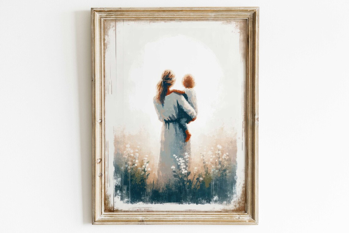 Mother and Son Bond Vintage Wall Art Print