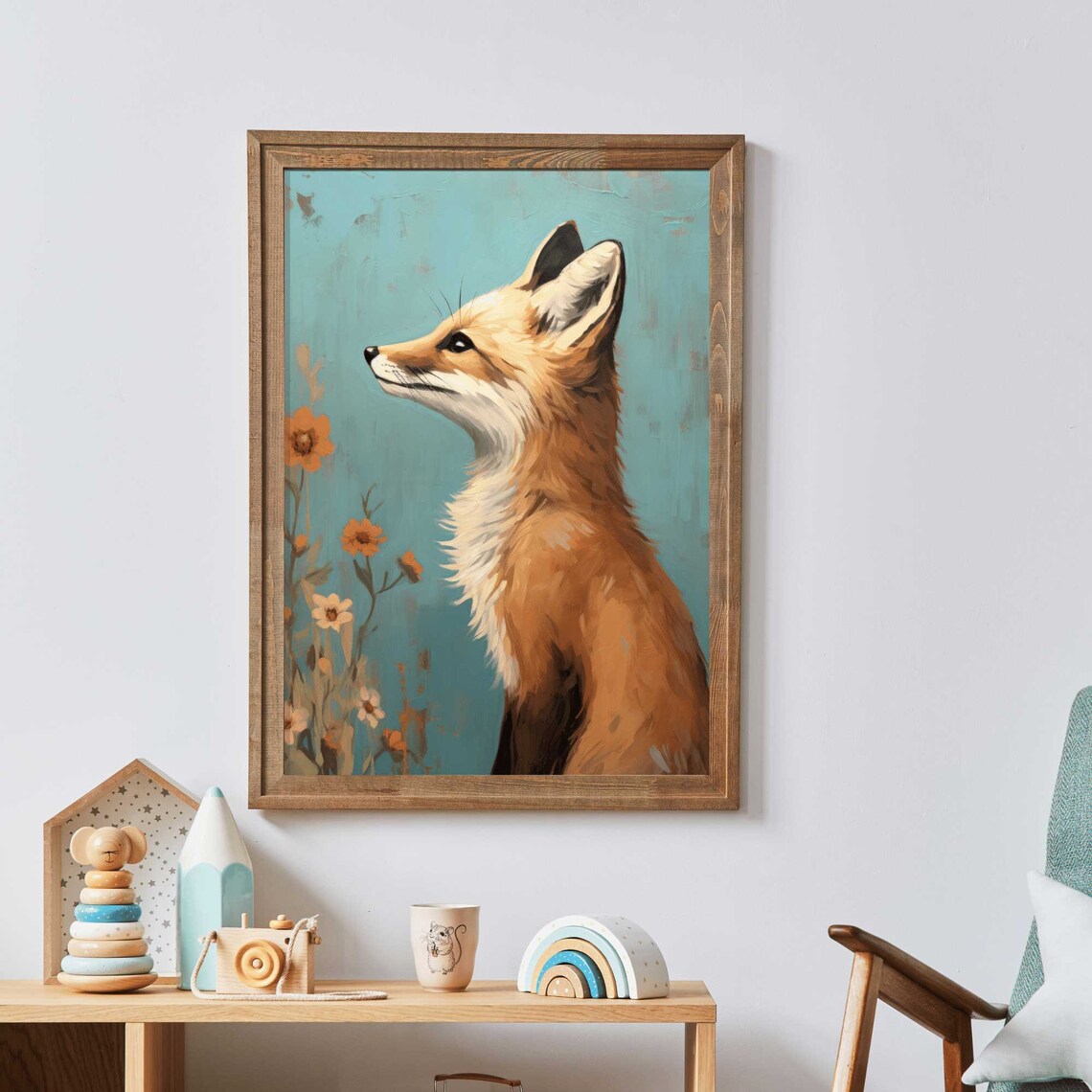 Fox Nursery Decor Cute Animal Print, Vintage Nursery Art - Image 3