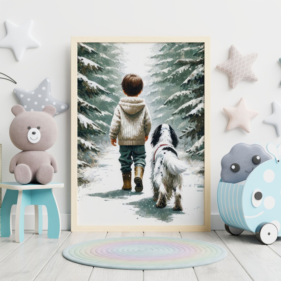 Vintage Boy and English Setter Art Print - Image 2