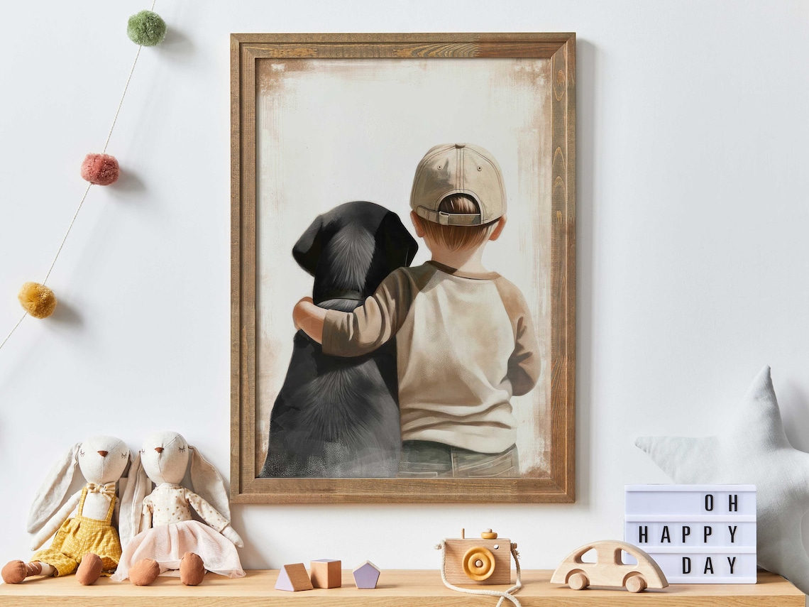 Labrador Nursery Decor Boy Dog Art Print
