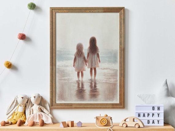 Beachside Sisterhood Vintage-Inspired Art Print